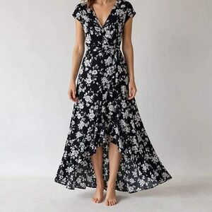 Maxi Floral Dress Ruffled Hemline Resort Wear XIX Palms Honolulu Hawaii M